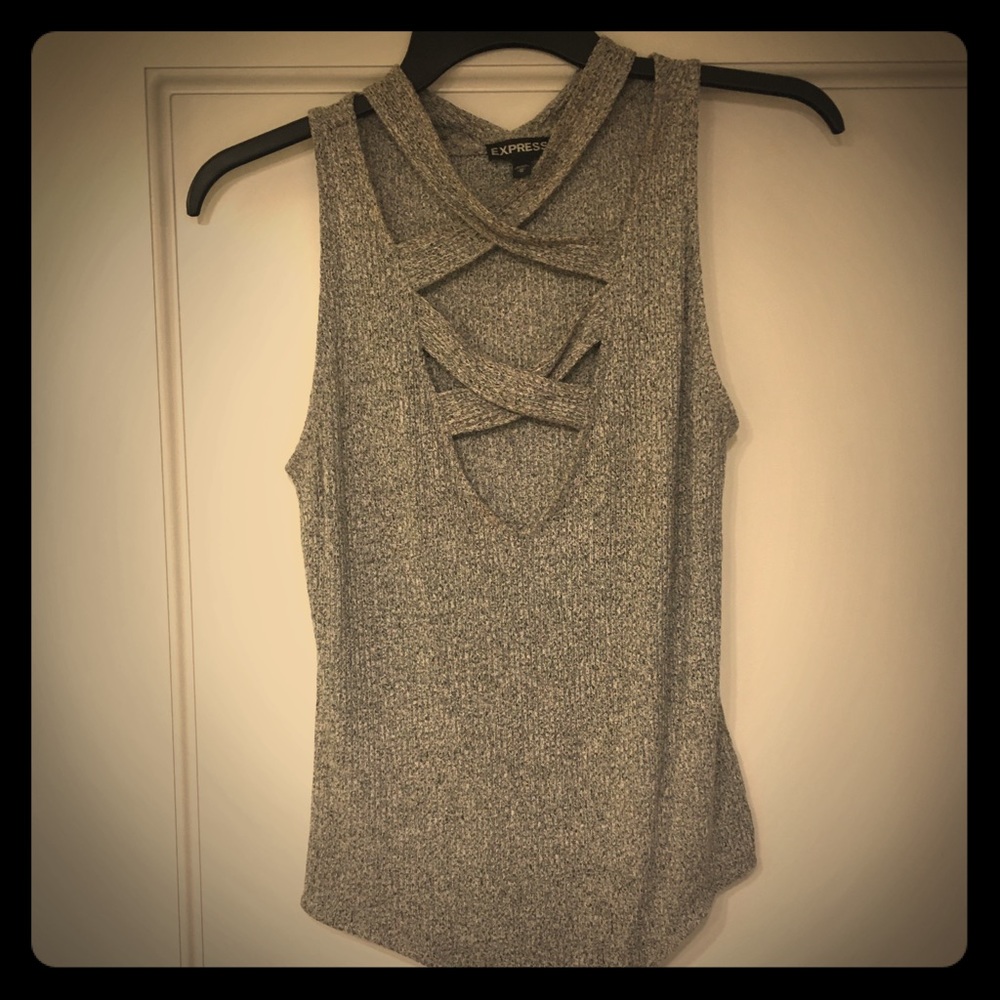 Grey onesie with a v neck cross cross
